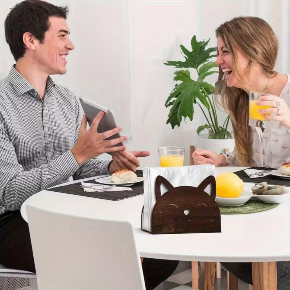 Creative Style Wooden Cat Napkin Holder Wooden Material Wooden Tissue Holder  Cocktail Bar