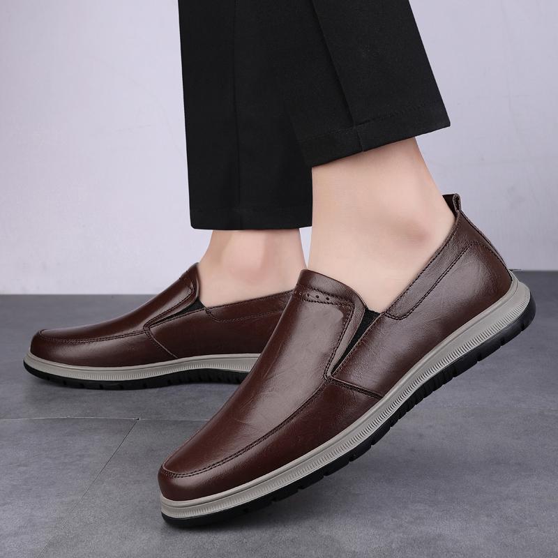 Fashionable Flat Bottomed Soft Comfort Travel Shoes Luxury Brand Genuine Leather Business Shoes High-Quality Mens Casual Loafers