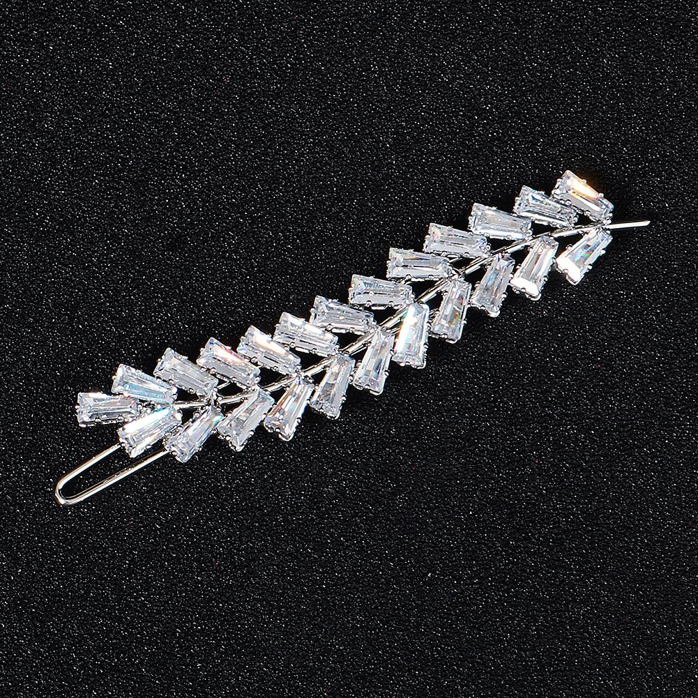 Fashion Barrette Cubic Zirconia Leaf Hair Clips for Women Accessories Bridal Wedding Hair Jewelry Party Bride Headpiece