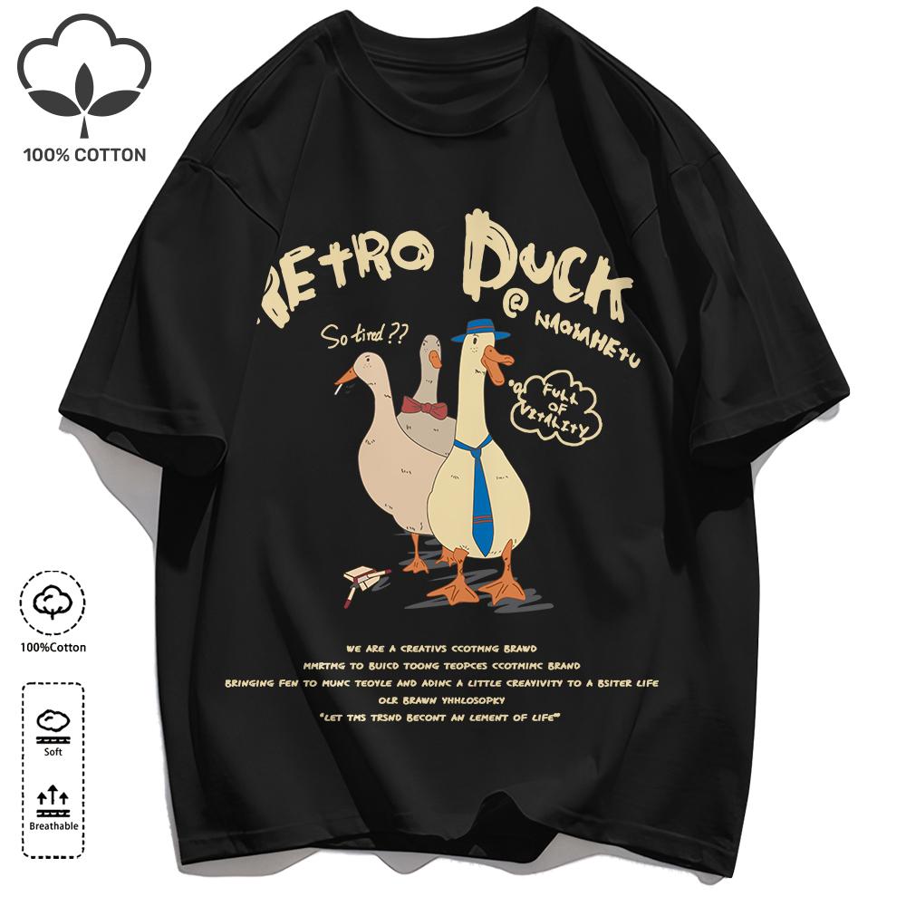 Classic Color Scheme T-Shirts For Unisex Retro Oversized Short Sleeves Fashion Couple Clothes Unisex Simple Basics Clothing