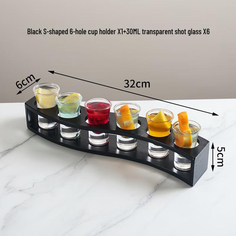 Bullet Shot Glass Set with Bamboo Rack 30ML (Set of 6)