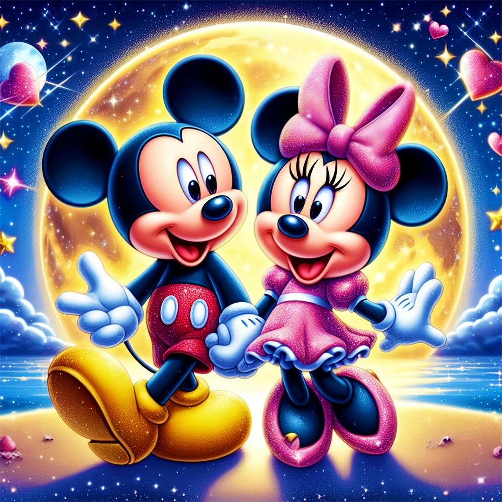 Mickey and Minnie Good Night Under The Moon Theme Diamond Painting New Full Diamond Children's Handmade DIY Diamond Embroidery Material Package