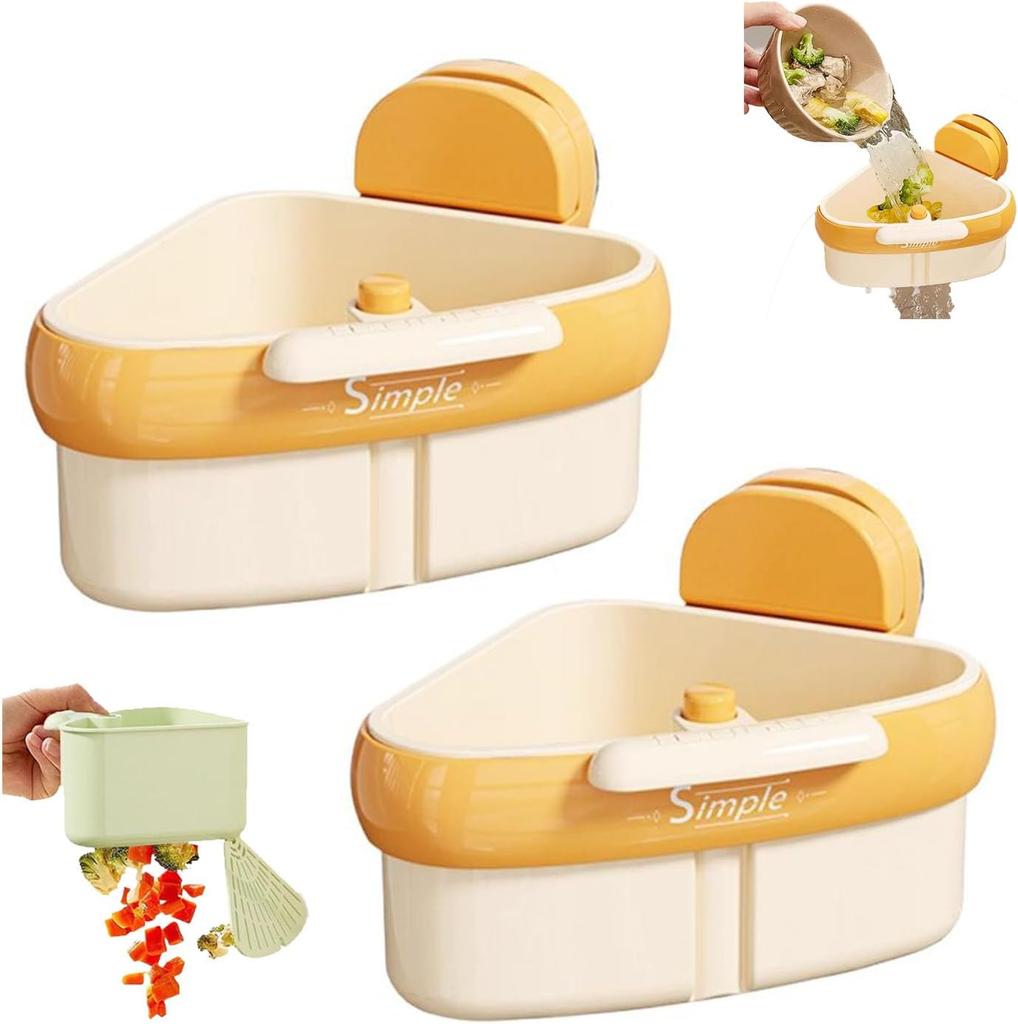 Sink Strainer Basket, New Upgraded Suction Cup Press Sink Drainer Basket,Automatic Dumping Sink Strainer Basket,Faucet Sponge Storage Rack,Corner Sink