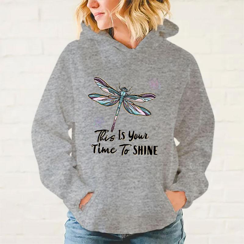 y2k hoodies Women/Mens Hoodies Dragonfly This Is You Time To Shine Print Hoodies Sweatshirt Winter Casual Streetwear Clothes
