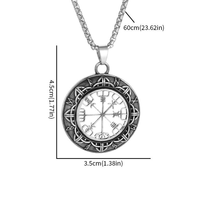 Shrimp Skin Fashion Vintage Vintage Runes Pirate Compass Pendant