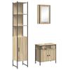 Bathroom Furniture Set with Shelf 3 Pcs Sonoma Oak Wood Based Material