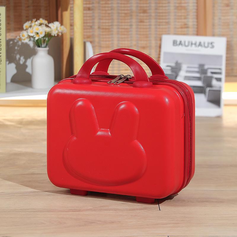 

14-дюймовый красный свадебный косметичка-чемодан - портативная сумка для приданого для женщин Rabbit ears, 14 inches красный