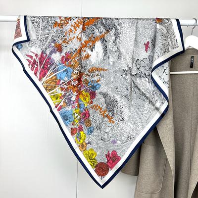 Spring 100% Mulberry Silk Printing Returns To Natural Silk Square Scarf Women'S Premium Plain Crepe Satin Silk Gift