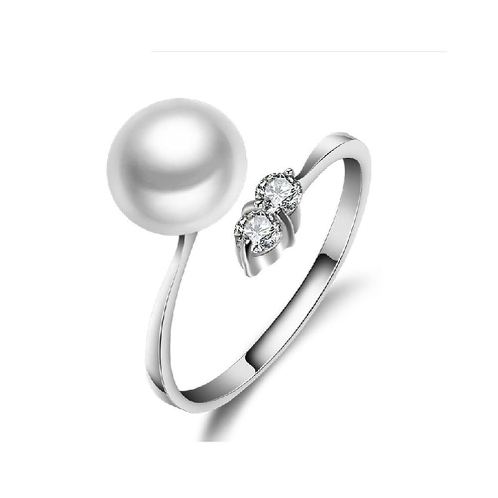 

Rockyu Jewelry Brand Pearl Ring for Women, Free Size, Zirconia, Black, Stylish Pearl Ring (Pearl Ring)