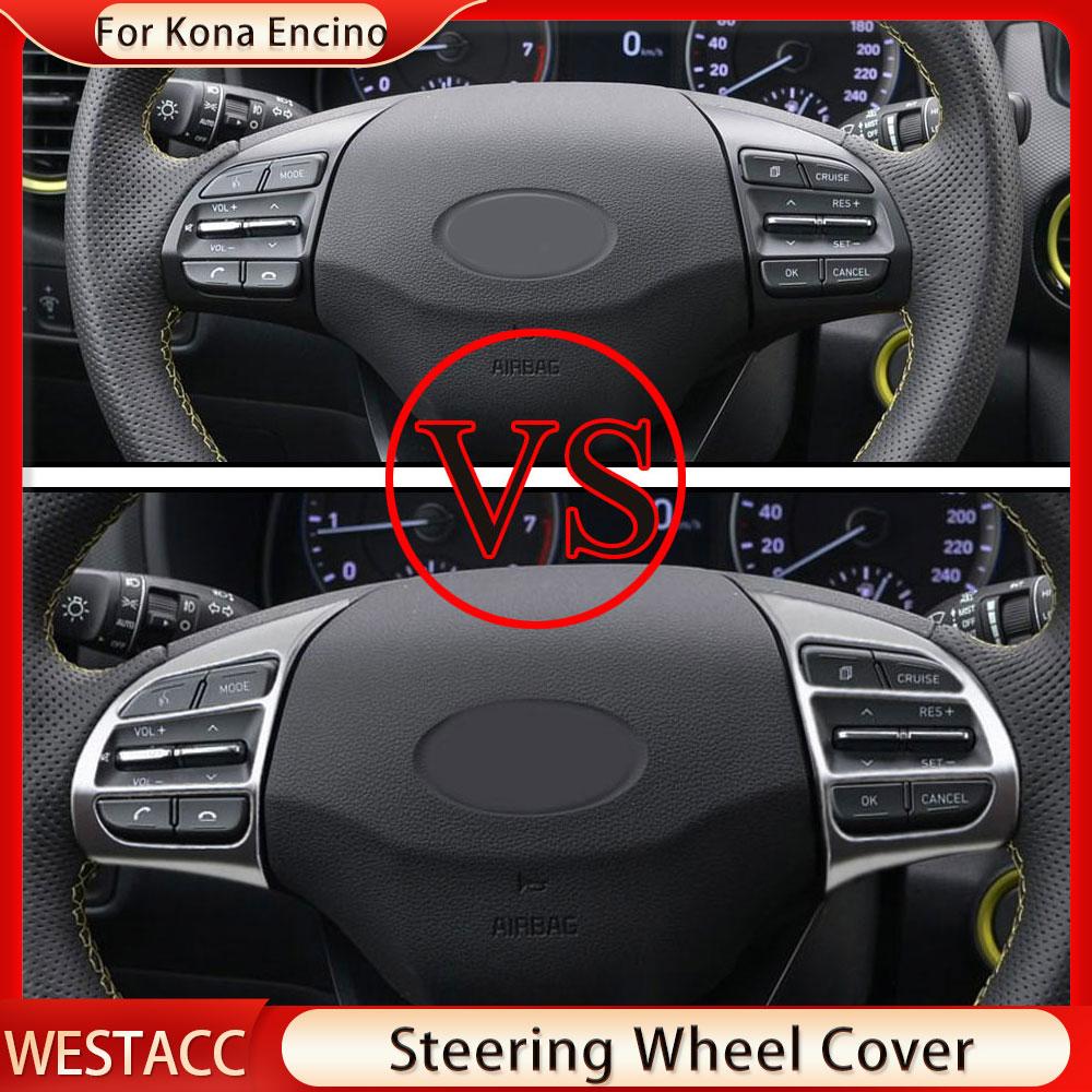 2 stücke Auto Lenkrad Abdeckung Rahmen Trim Insert Aufkleber für Hyundai Kauai Kona 2017 2018 SUV Auto