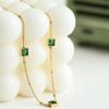 French Elegant Square Combination Titanium Steel Fine Versatile Color Zirconium Green Zirconium Necklace Plated With 18K Real Gold Lasting Color