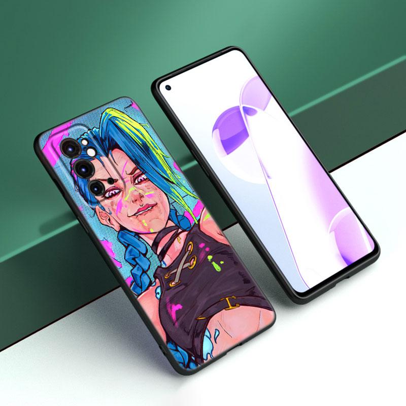 Arcane Jinx Anime Black Silicone Phone Case For OnePlus 9 10 11 12 ACE 2V Pro 9RT 10T 10R Nord CE 2 3 Lite N10 N20 N30 5G