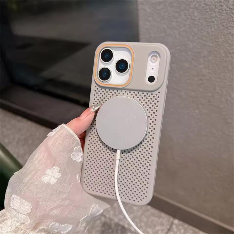Heat Dissipation Magnetic Phone Case For iPhone 17 Air 16 15 14 13 12 Pro Max For Magsafe Honeycomb Mesh Cooling Shockproof Capa