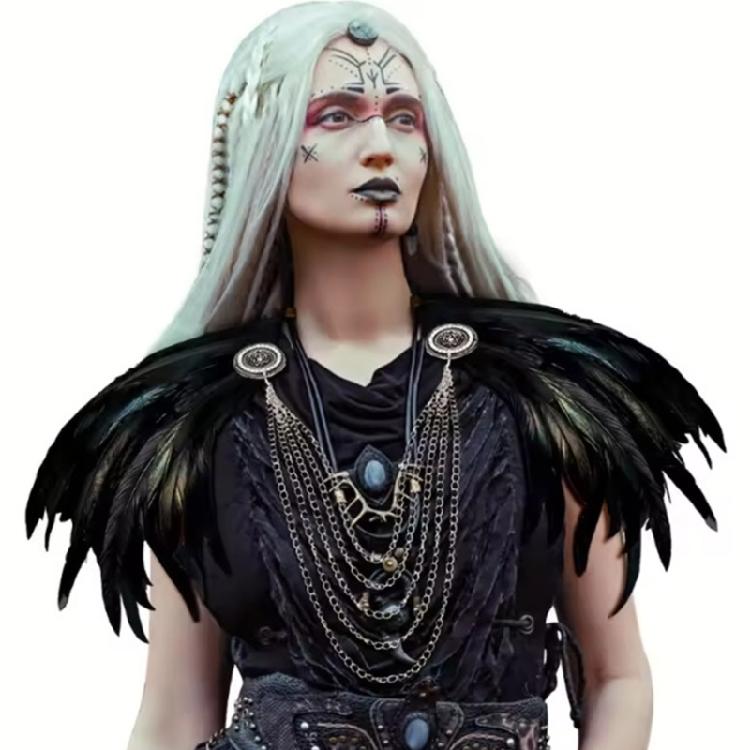 Faux Feather Cloak Adjustable Medieval Costume Accessory Medieval Party Cloak For Halloween Masquerades Event