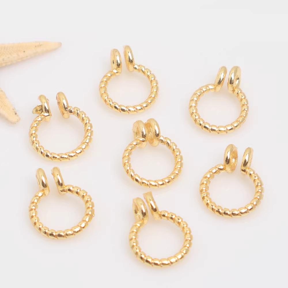 14K Gold plattierter gravierter Doppelkreis-Anhänger & Verbinder für DIY Schmuck