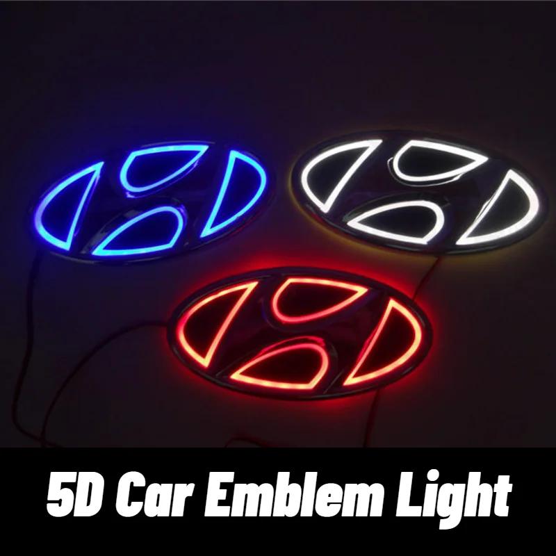 Car 5D LED Front Rear Light Emblem Sticker For Hyundai Genesis N-LINE I10 I20 I30 I40 IX20 IX35 Kona Getz Veloster Tucson Elantr KK10