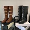 Fashion niche retro platform Martin boots women's autumn belt buckle high knight boots medium boots