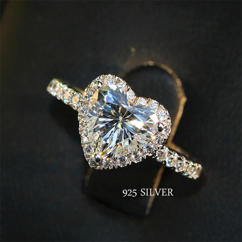 Heart Rings for Women Silver Color Wedding Engagement Bridal Jewelry Cubic Zirconia Stone Elegant Ring