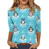 Spring and Autumn Round Neck Christmas Themed Pattern 3D Printed Top Fashionable Casual Long Sleeved Women's T-shirts