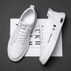 Men Casual Breathable White Sneakers  Concise Slip On Quality Lightweight Leather Shoes