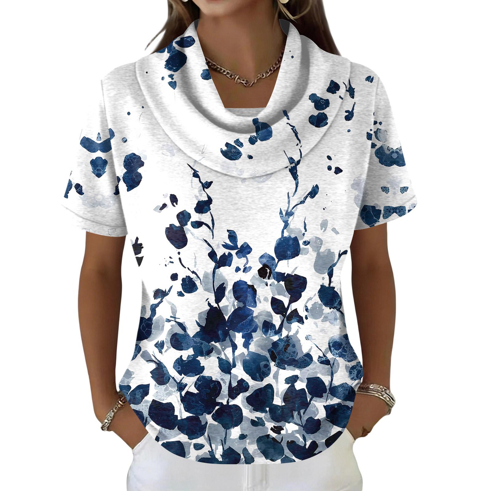 

Женский повседневный и модный свитер с принтом, с короткими рукавами и круглым вырезом S