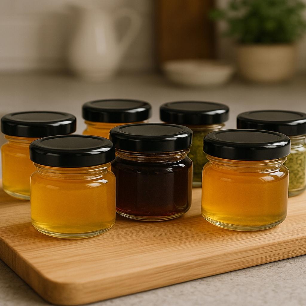 100x JAR 30ML WITH A LID HONEY JAM SPICES HERBS GIFT WEDDING