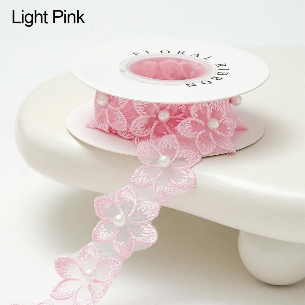 New DIY Sewing Supplies Embroidered Lace Ribbon Quality Home Decor Beaded Fringe Lace Wedding Dress Lace Ribbon Flower Wrapping L светло-розовый