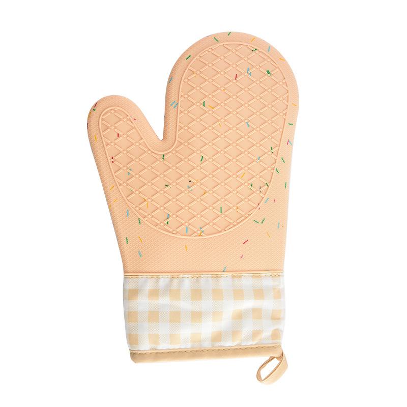 In Stock Color Dot Diamond Pattern Heat-Resistant Silicone Oven Mitts