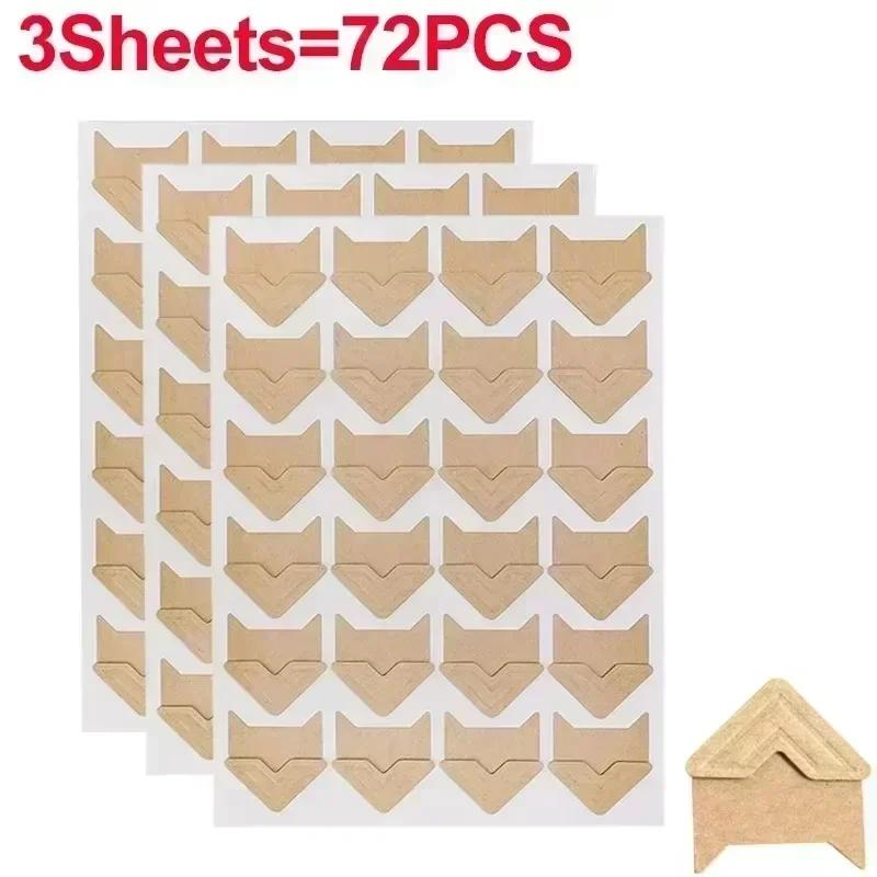 24-480pcs Self Adhesive Picture Journal Photo Album Stickers Vintage Frame Corner Sticker DIY Kraft Paper for Scrapbooking Decor