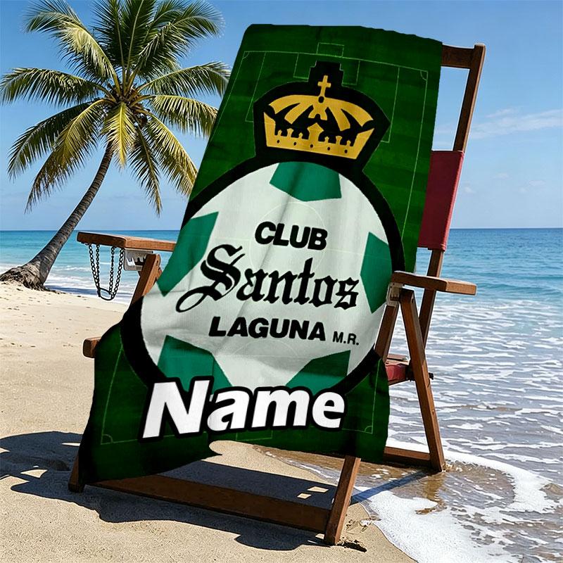 Custom Name Personalized Club Santos Laguna Print Beach Towel, for Trip Camping Beach Party Home Decor, Birthday Gift for Family & Friends