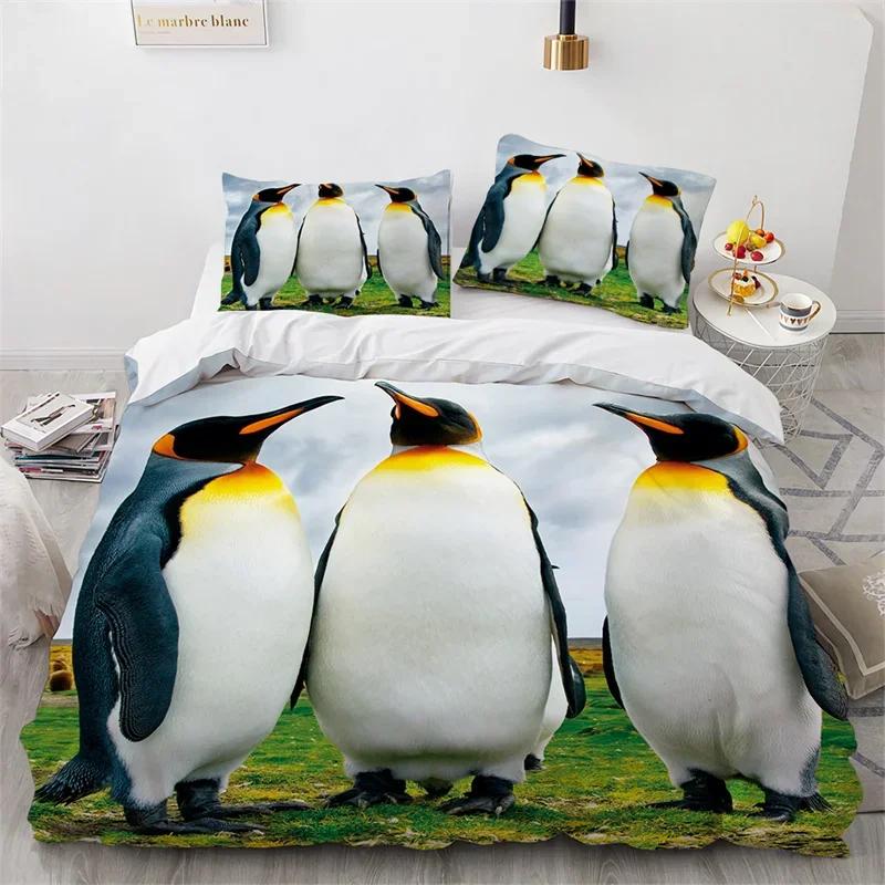 

Penguin Bedding Set Galaxy Starry Sky Comforter Cover For Boys Girls Cartoon Penguin Duvet Cover Cute Antarctic Animal Bed Set EU Single(135x200cm)