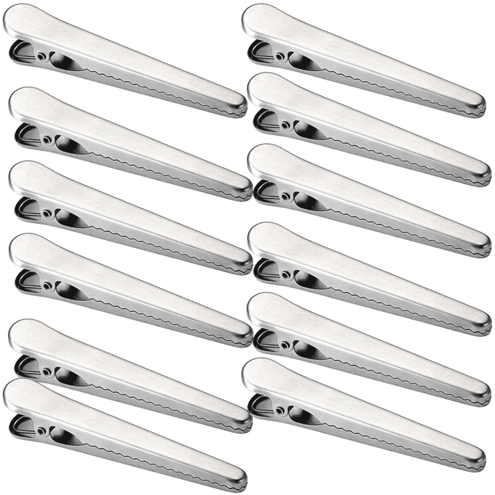 

Рубонарие Зажимы из нержавеющей стали для пакетов для хранения продуктов, герметизации и защиты от влаги (Серебристый, Большой, Набор из 12 предметов)