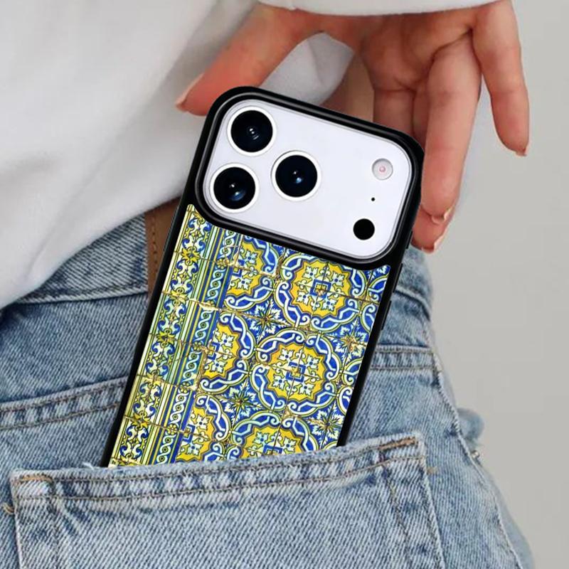 Portuguese Tiles soft Phone Case for iPhone 17ProMax 12 13 14 15 16e 17 Pro Max Plus Air Cover