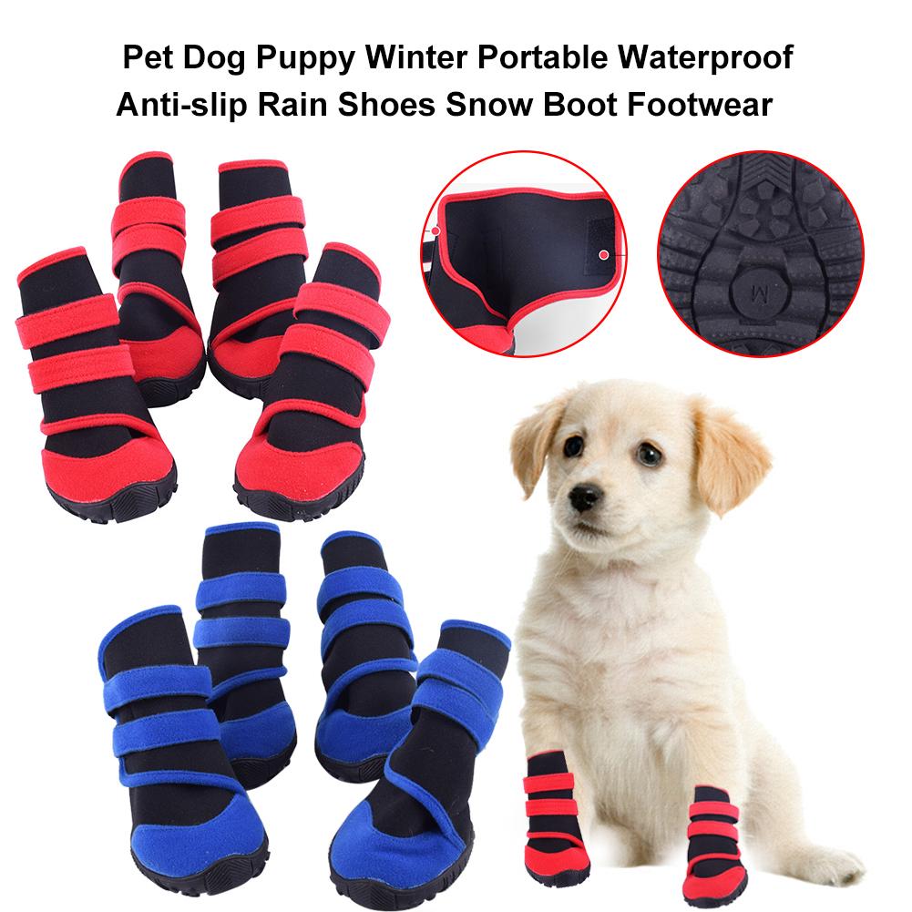 Pet Dog Portable Waterproof Anti-slip Rain Shoes Snow Boot Footwear