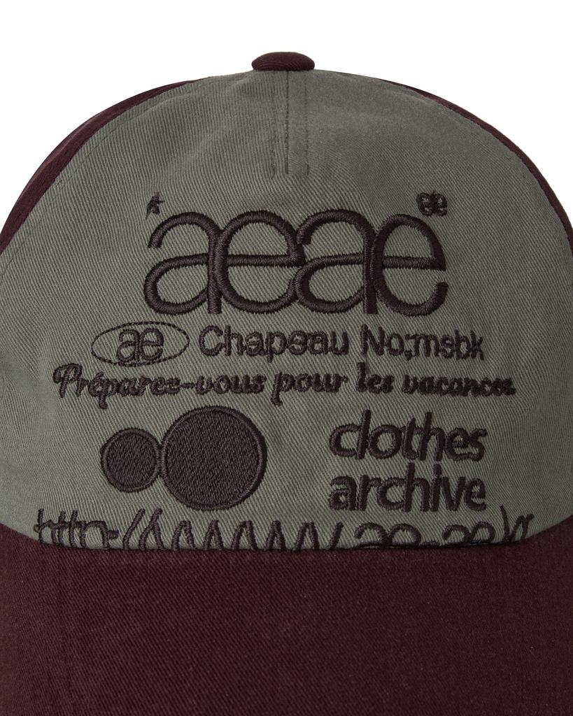 Eiieii Web Logo 5 Pannel Ball Cap [Burgundy/Grey]