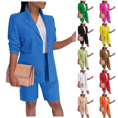 Women's Suit Suit Jacket Shorts Two-Piece Set Coat Solid Color Slim Suit