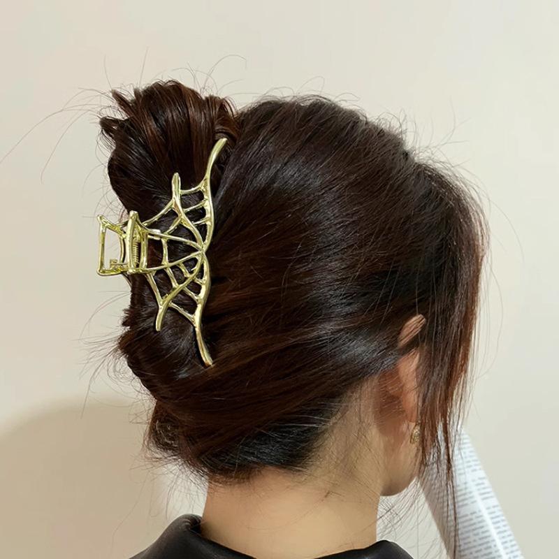 Punk-Spinnennetz-Haarklammer aus Metall, Legierung, Halloween-Haarklammern, schwarze silberne Haarnadel für dünnes Haar, Zubehör, Haarkrabben, Party-Schmuck