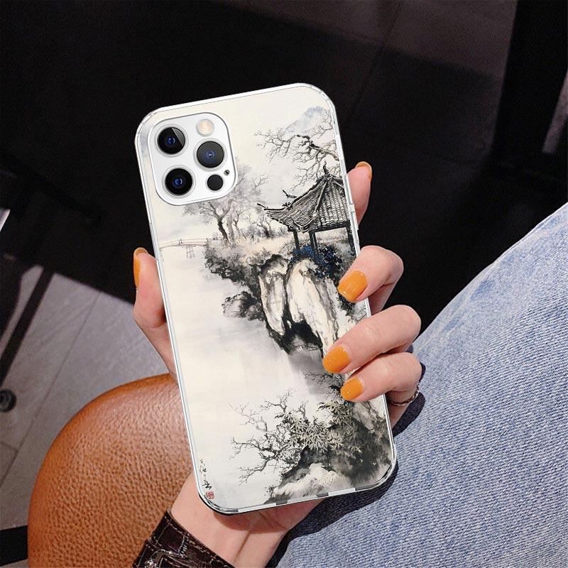 Chinese Style ink Painting Art Phnoe Case for Iphone 17 Air 16 16E 11 12 13 Mini 14 Plus 15 Pro Max 7 8 + SE 2020 Phone Cover Co