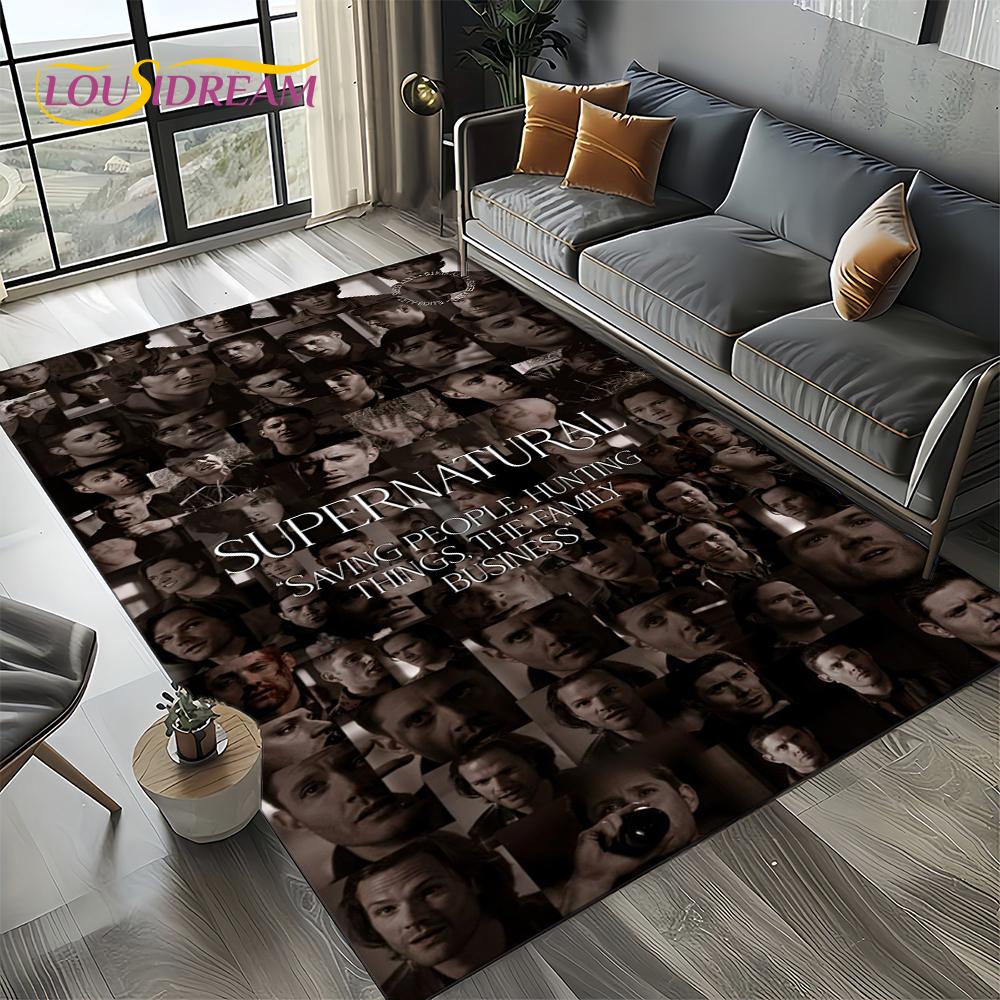 3D SPN Supernatural Sign Dean Sam Carpet Rug for Living Room Bedroom Home Sofa Decoration,Kids Play Area Rug Non-slip Floor Mat