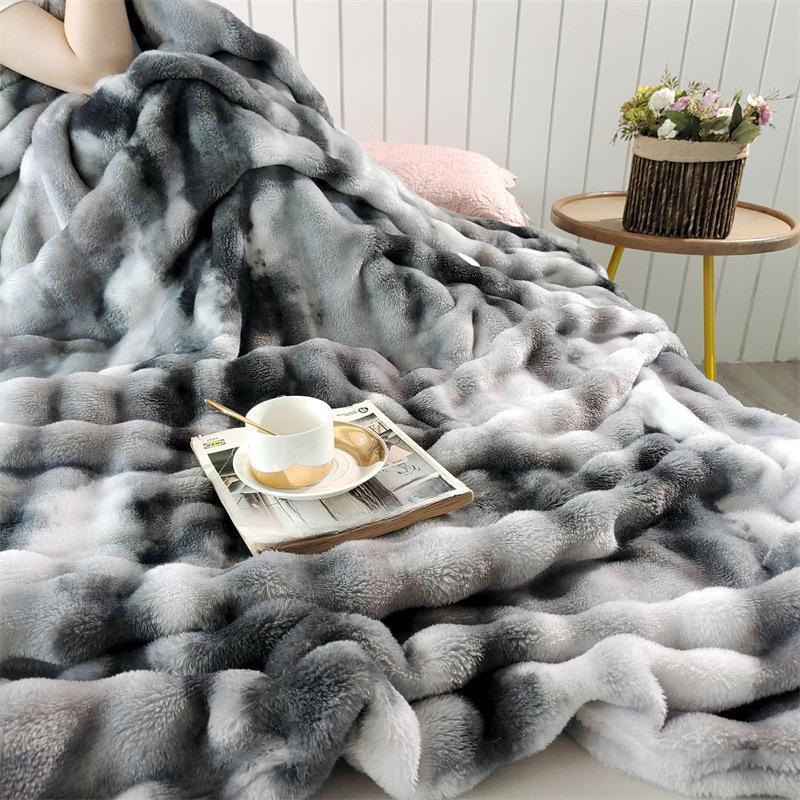 

Большое пузырчатое флисовое одеяло с рисунком тушью, двухстороннее молочное флисовое одеяло с кондиционером, шаль, одеяло 150x200cm серый
