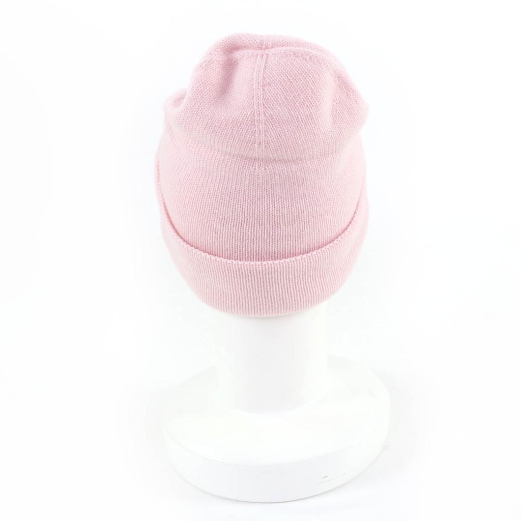 Pristine CHANEL Knit cap COCO Mark Heart Rhinestone pink cashmere Women Used