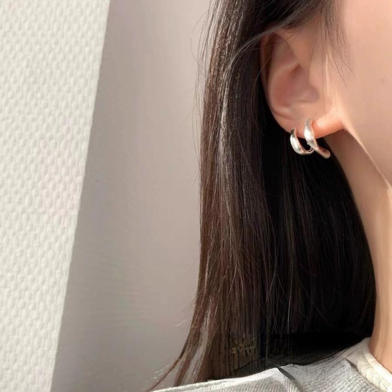 PONYKISS  Sterling Silver Minimalist Irregular Geometric Stud Earrings for Women Trendy Fine  Personality Accessories