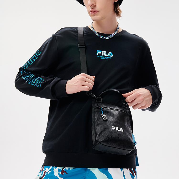 FILA Fusion Knitted Pullover Street Sports Hoodie Men hoodies Deep-Black T11M133203F-BK