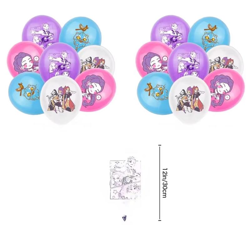 Demon Hunters Group Birthday Party Decorations Rumi Mira Zoey Anime Hanging Banner Balloons Cake Topper Decor Party Accessories