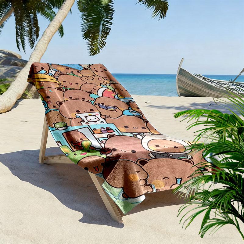 H67212Peach Goma Print Beach Towel, Large Soft Quick Dry Towel for Beach Camping Swimming
