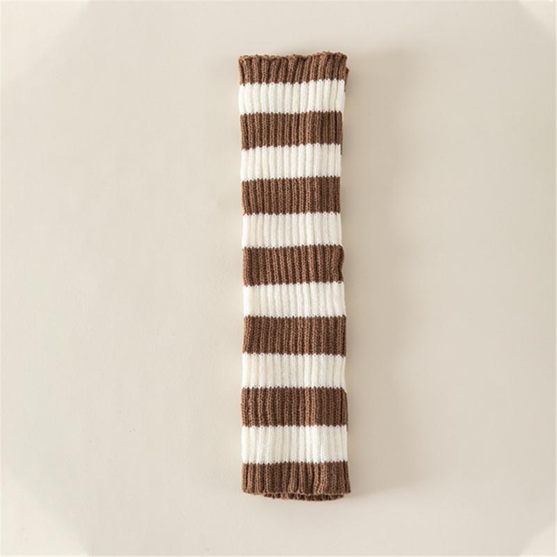 Contrast Color Striped Leg Warmers for Women Girls Ribbed Knitted Boot Covers Over Calf Socks for Dance Parties Hosiery