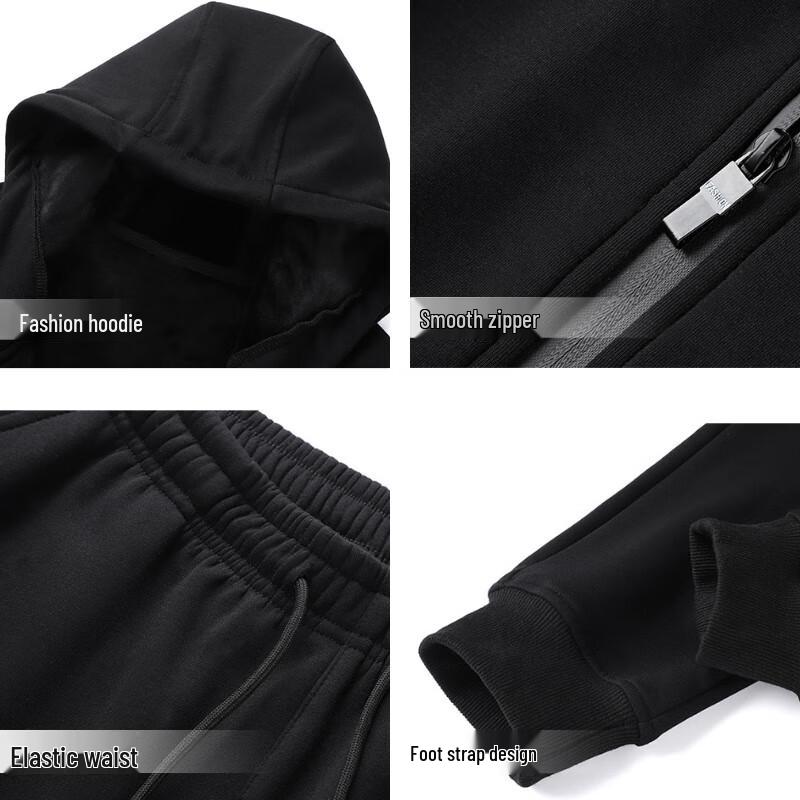 ROMON Men's Casual Sport Hooded Tracksuit Set