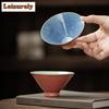 120ml Kiln Fambe Cowpea Red Bamboo Hat Teacup Handmade Tea Bowl Jug Tea-tasting Smelling Cup Chazhan Master Cups For Tea Craft