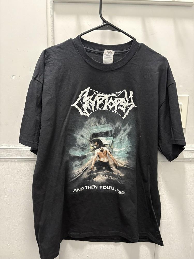Vintage Cryptopsy Shirt Mens XL Black Delta And Then You039ll Beg Band Tee Unisex T-Shirt XXXXL