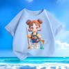 Children's Cartoon Pure Cotton Top, Summer Girls' Casual Loose T-shirt